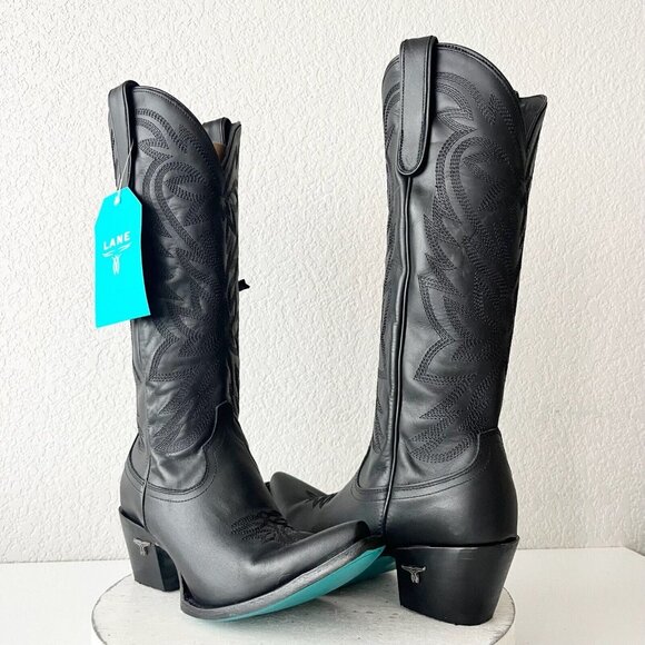 Lane Boots Shoes - NEW Lane SMOKESHOW Womens Cowboy Boots 8.5 Black Leather Western Cowgirl Tall